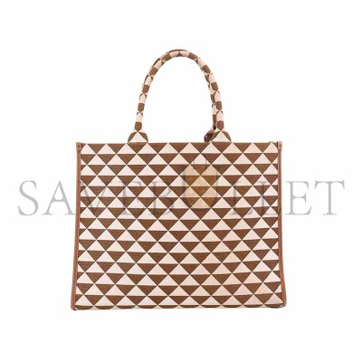 PRADA BROWN CREAM LARGE SYMBOLE TOTE 1BA356 (39*31*11cm) 